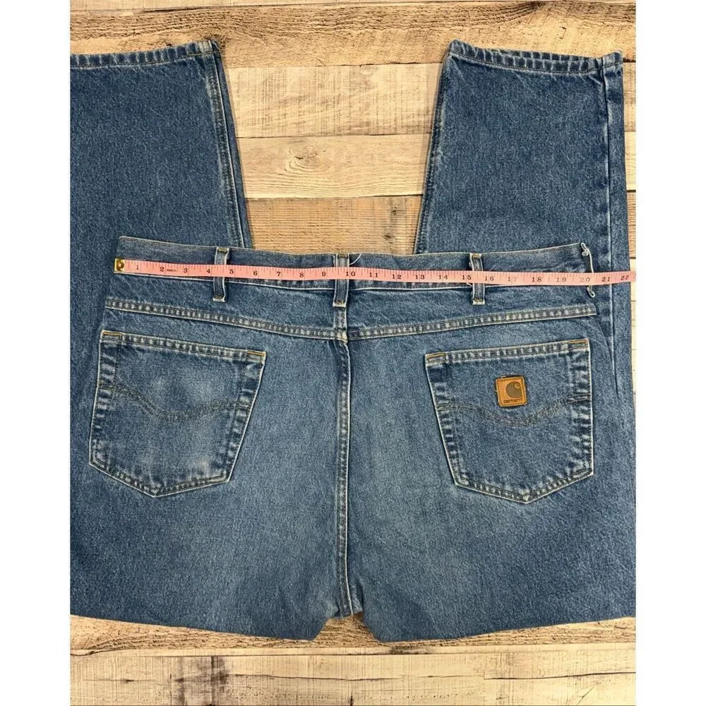 Carhartt B17 DST Mens 40x30 Relaxed Fit Blue Denim Jeans Workwear Classic Cotton